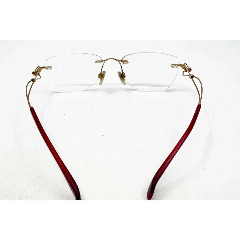 Line Art Charmant Eyeglasses Womens Gold Red Rimless XL2125 53-17-135
